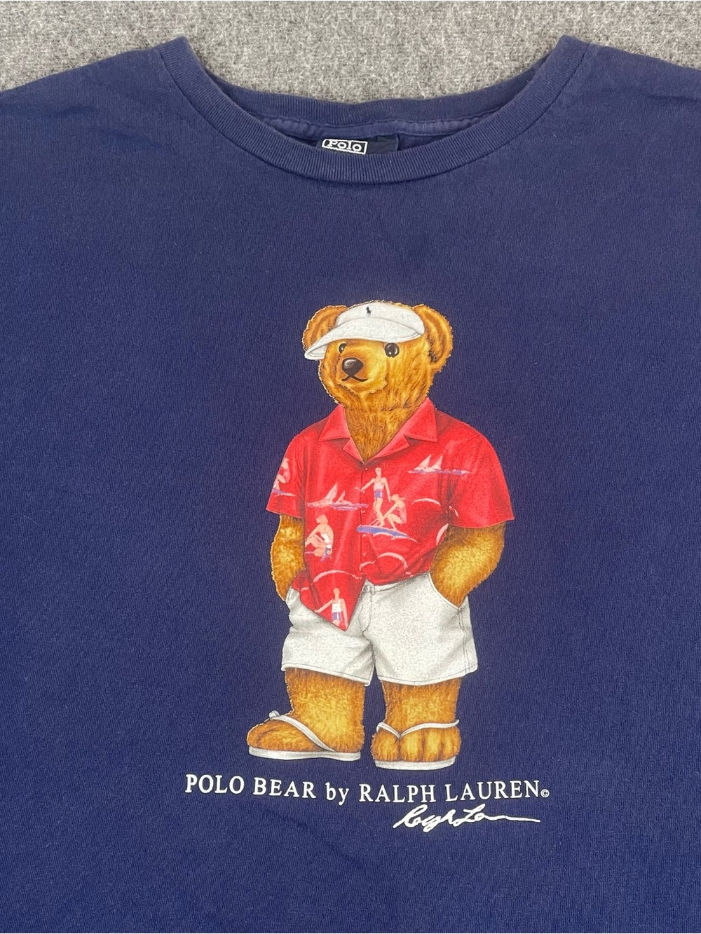 Vintage Polo Ralph Lauren Beach Bear T-shirt Mens Large Blue 90’s